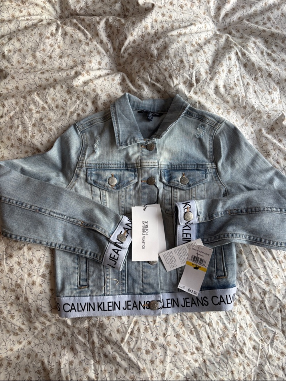 Calvin Klein Light Blue Denim Kids Jacket with Branded Hem